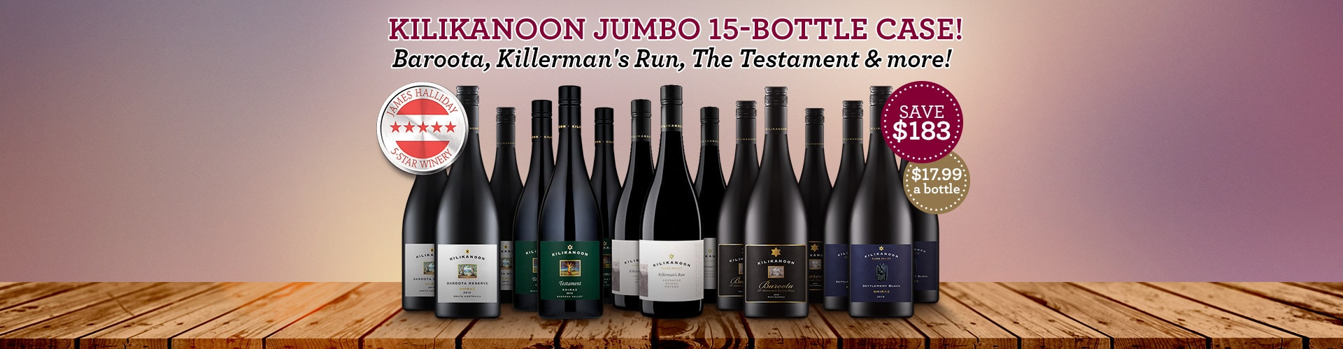 Kilikanoon Jumbo 15-bottle case! SAVE $183.13 - Shop Now